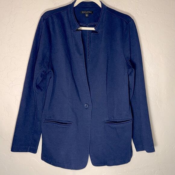 Banana republic women’s navy cotton blend one button blazer size XL. - Picture 1 of 6